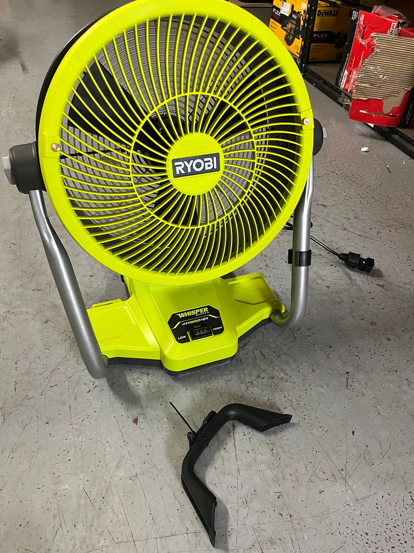 Ryobi 18V Cordless Hybrid WHISPER SERIES 12 in. Misting Air Cannon Fan (Tool Only) PCL850B Q469X29