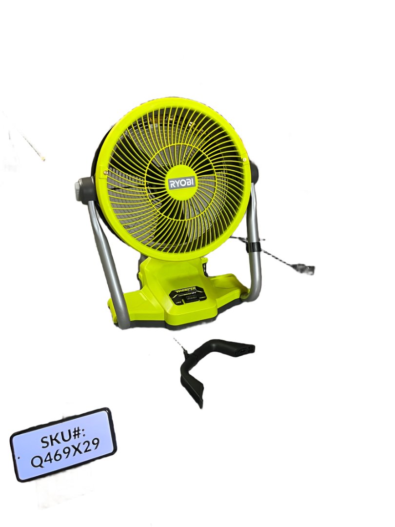 Ryobi 18V Cordless Hybrid WHISPER SERIES 12 in. Misting Air Cannon Fan (Tool Only) PCL850B Q469X29