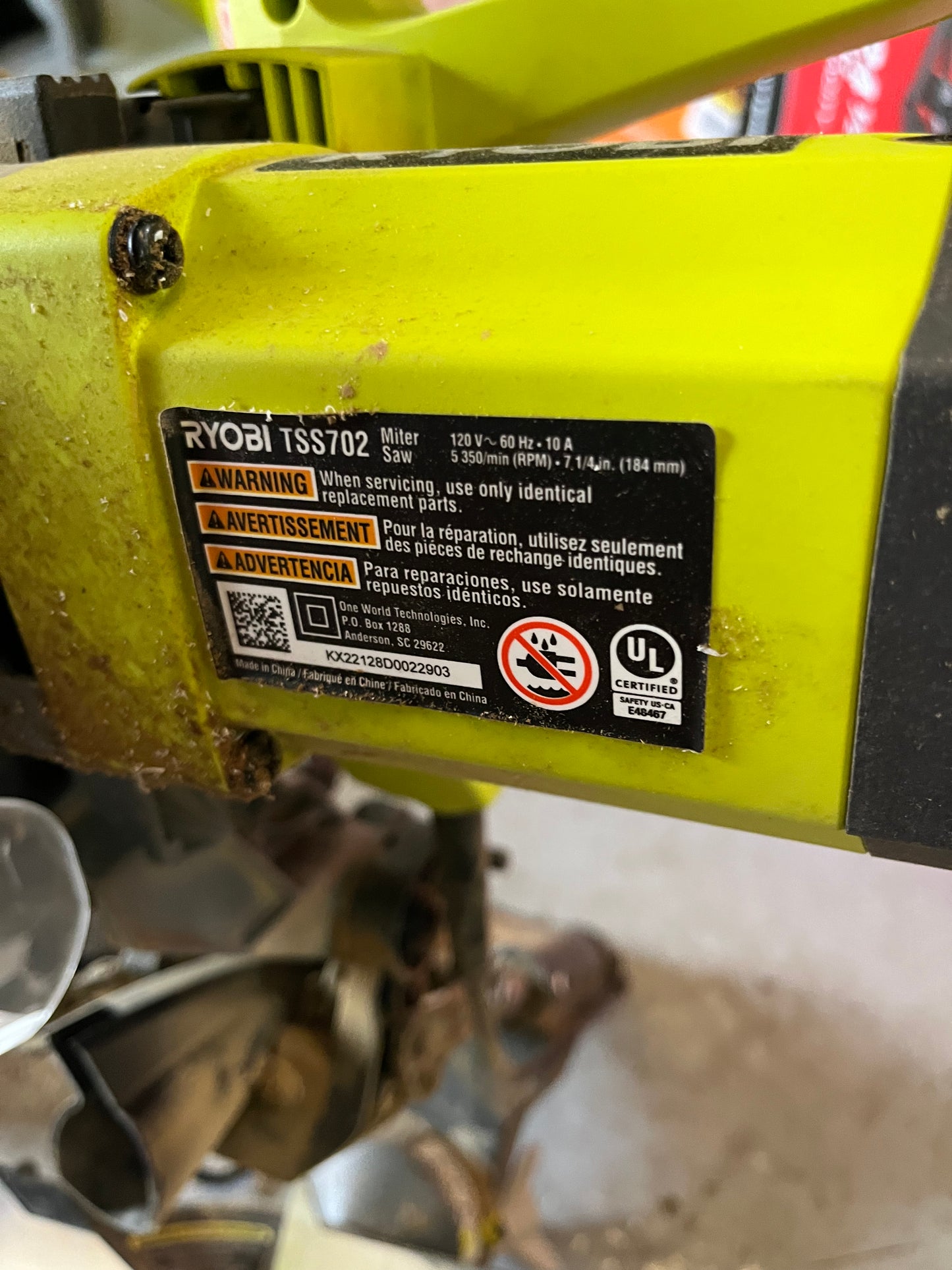 USED Ryobi 10 Amp Corded 7-1/4 in. Compound Sliding Miter Saw TSS702 Q490X10