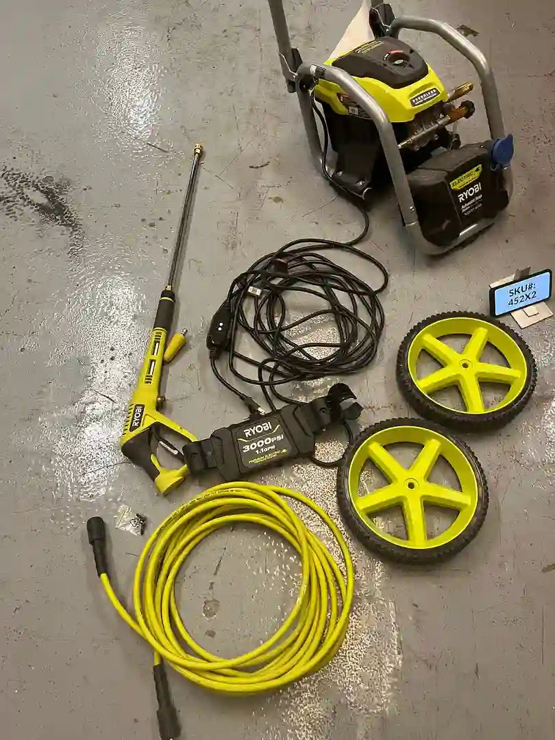 NO AXLE HARDWARE ONLY TURBO NOZZLE Ryobi 3000 PSI 1.1 GPM Cold Water Electric Pressure Washer Q452X2