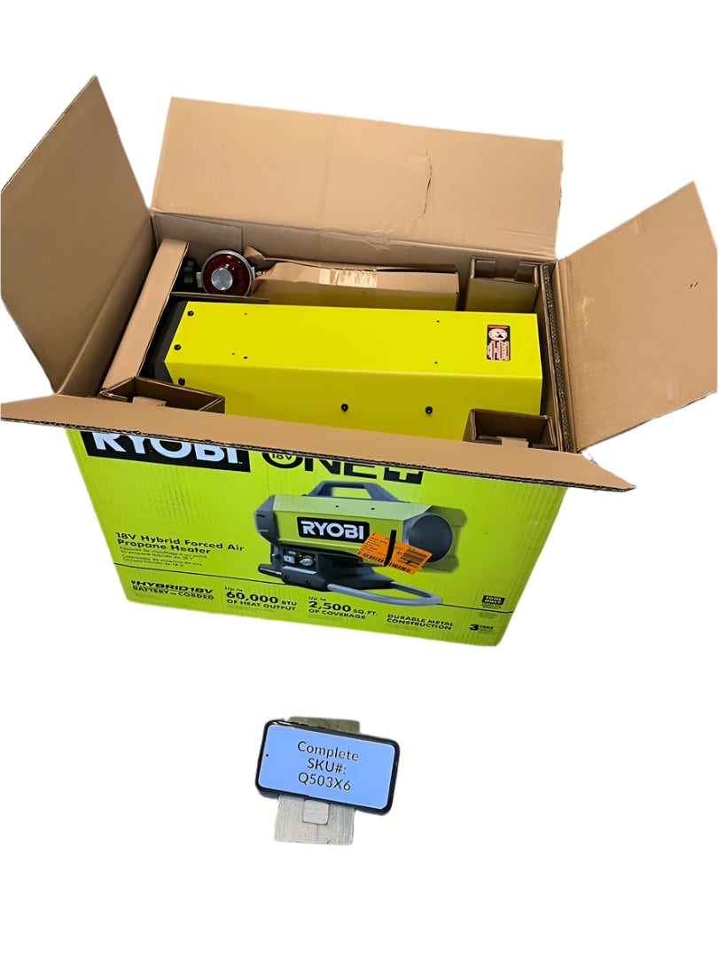 Ryobi 18V Cordless Hybrid Forced Air Propane Heater (Tool Only) PCL801B