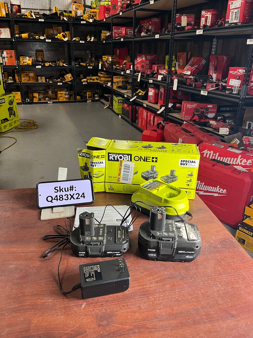 Ryobi 18V ONE 2Ah Battery ONE 4Ah Battery & Charger Kit PSK106SB Q483X24