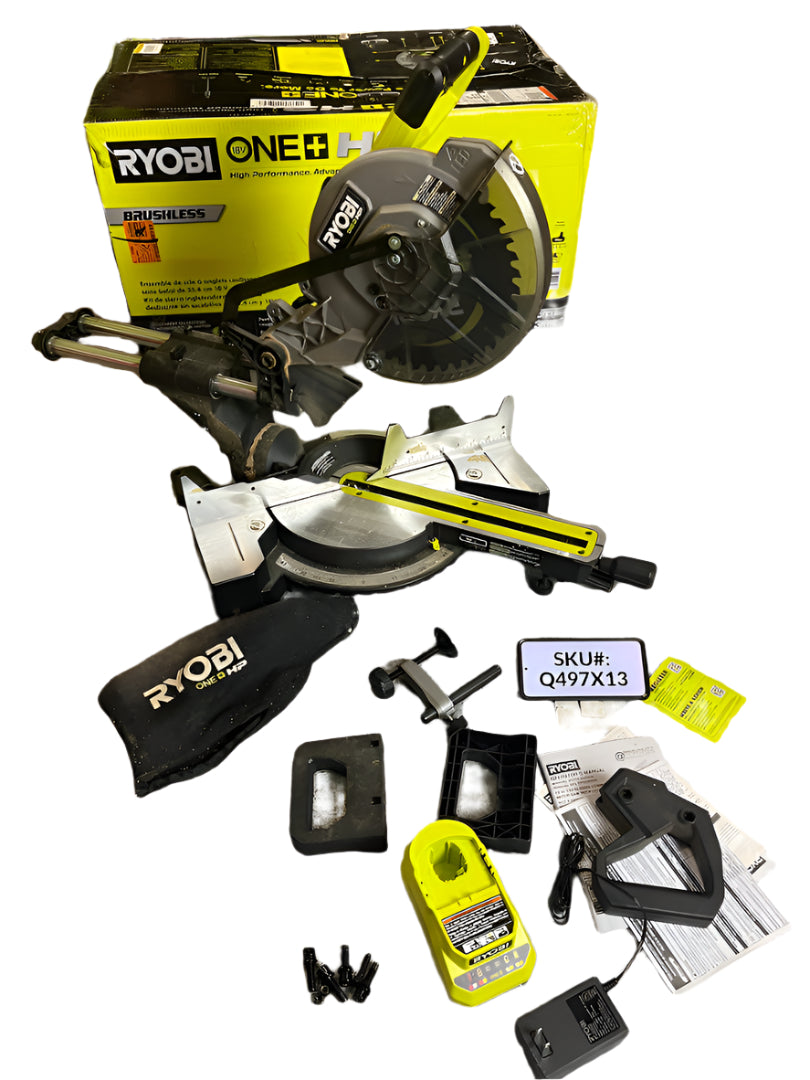 USED Ryobi 18V HP Brushless Cordless 10 in. Sliding Compound Miter Saw (Tool Only) PBLMS01B