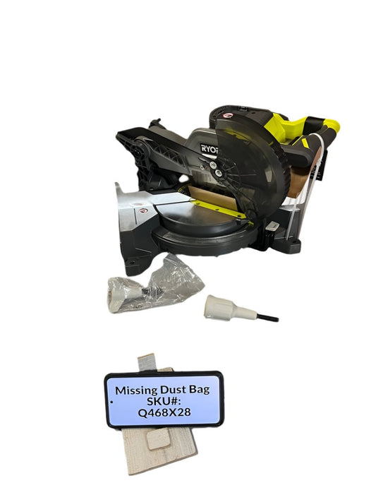 NO DUST BAG Ryobi 18V Cordless 7-1/4 in. Compound Miter Saw (Tool Only) P553 Q468X28