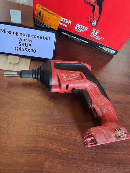 NO NOSE CONE USED Milwaukee M18 FUEL 18V Cordless Drywall Screw Gun (Tool Only) Q455X30