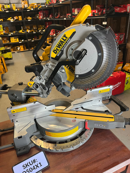 USED NO CLAMP Dewalt 60V 12 in. Cordless Sliding Miter Saw (Tool Only) DCS781B Q504X1