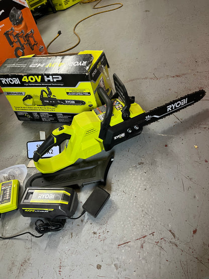Ryobi 40V HP 14 in. Battery Chainsaw Kit ONE 4Ah Battery & Charger RY405100 Q485X2