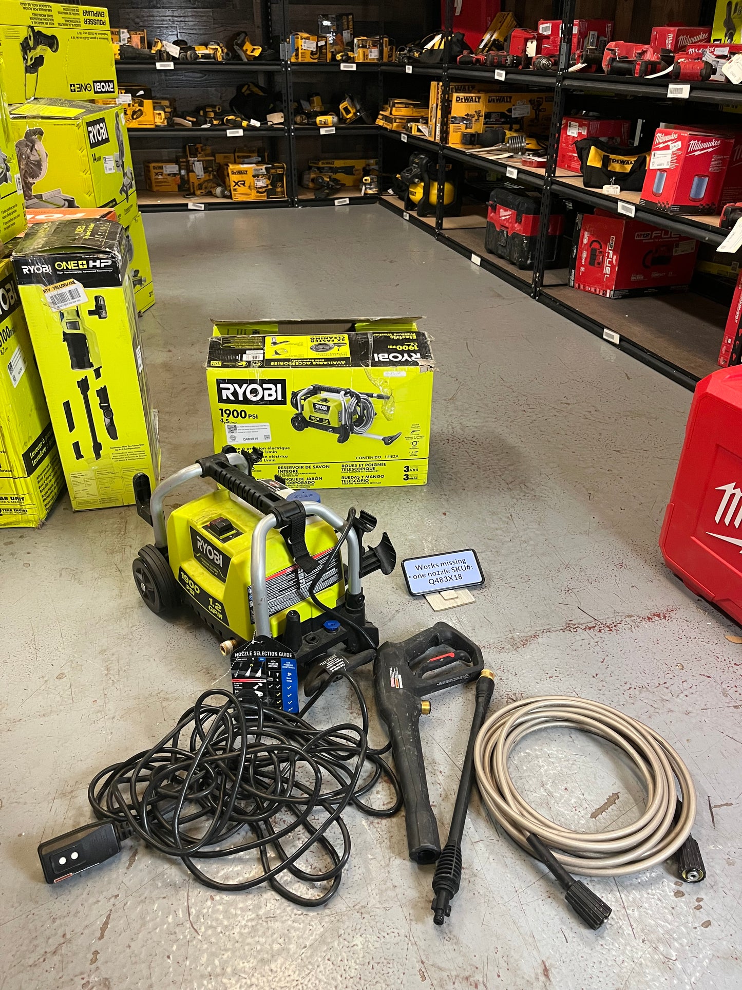 TURBO & SOAP NOZZLE ONLY USED Ryobi 1900 PSI 1.2 GPM Cold Water Wheeled Corded Pressure Washer RY1419MT Q483X18