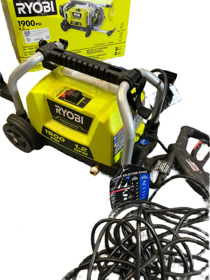 TURBO & SOAP NOZZLE ONLY USED Ryobi 1900 PSI 1.2 GPM Cold Water Wheeled Corded Pressure Washer RY1419MT Q483X18