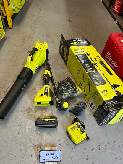 USED BATTERY Ryobi 40V HP 600 CFM 155 MPH Blower & String Trimmer Kit ONE USED 4Ah Battery RY40960 Q500X20