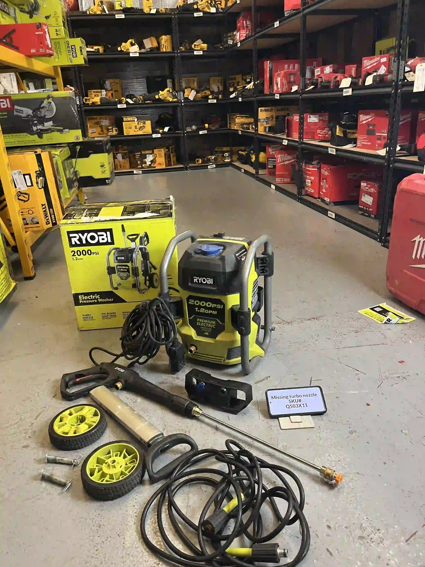 NO TURBO NOZZLE USED Ryobi 2000 PSI 1.2 GPM Cold Water Corded Pressure Washer RY142022 Q503X11