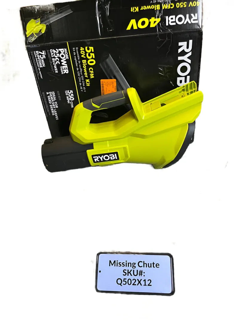 NO CHUTE TUBE Ryobi 40V 120 MPH 550 CFM Cordless Leaf Blower (Tool Only) RY40LB01B