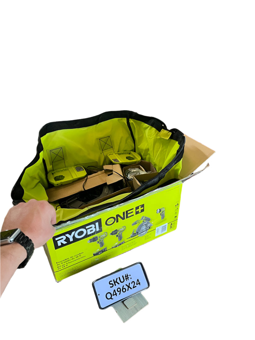 Ryobi 18V 4-Tool Kit Impact Drill Saw Flashlight ONE 1.5Ah & 4Ah Battery & Charger