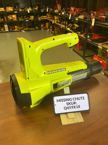 MISSING CHUTE TUBE Ryobi 18V 100 MPH 350 CFM Variable-Speed Jet Fan Leaf Blower (Tool Only) Q459X18