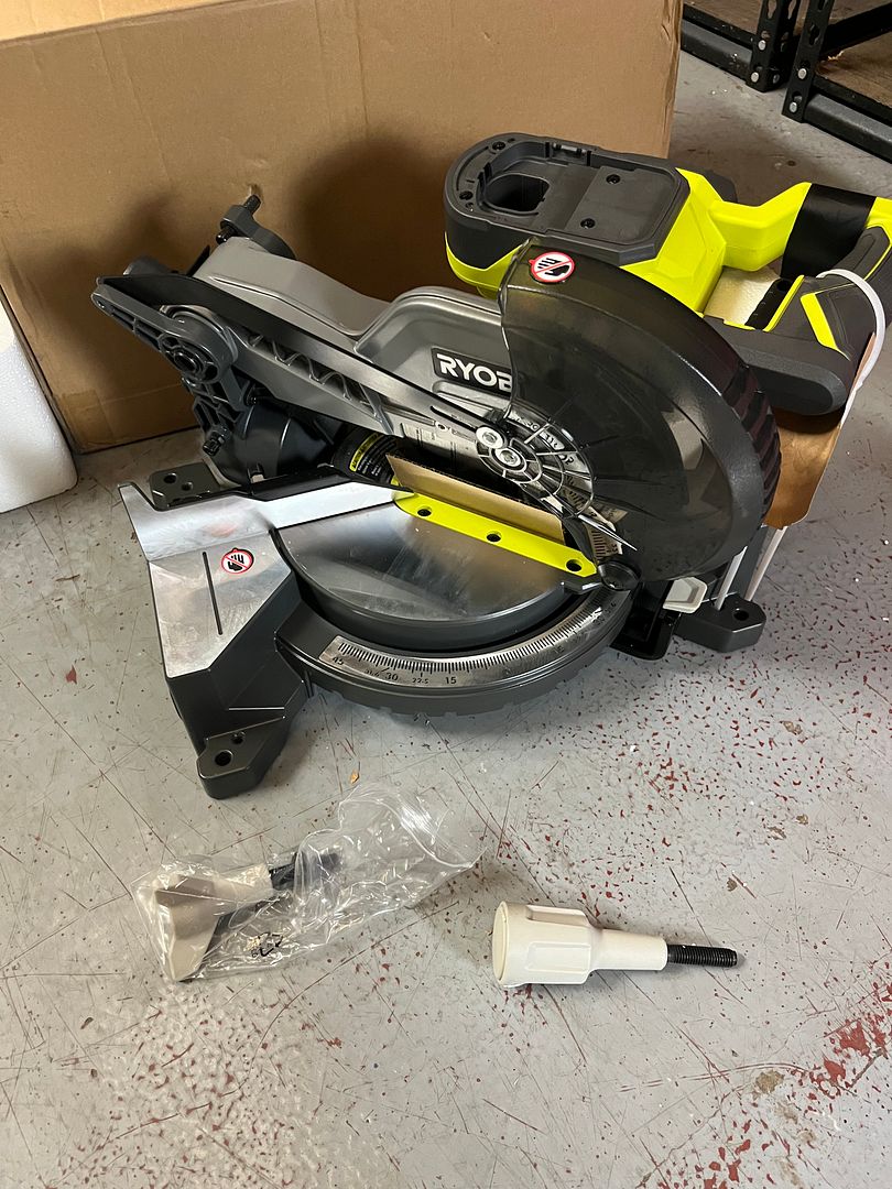 NO DUST BAG Ryobi 18V Cordless 7-1/4 in. Compound Miter Saw (Tool Only) P553 Q468X28