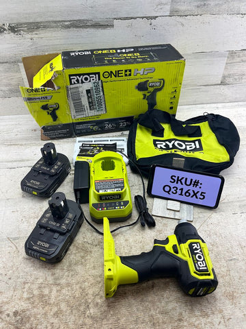 Ryobi 18V HP Compact 1/4 in. Impact Driver Kit Two 1.5 Ah Batteries Charger & Bag