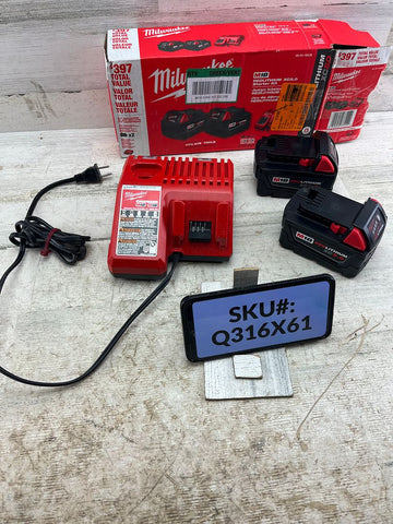 Milwaukee M18 18V XC Two 5Ah Batteries & Charger Kit