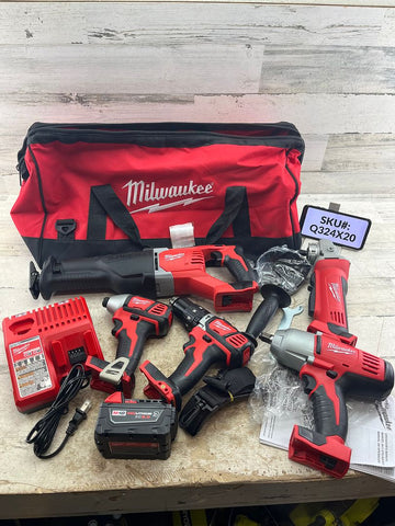 Milwaukee M18 18V 5-Tool Kit Impact Wrench Driver Sawzall Grinder Drill ONE 5Ah Battery