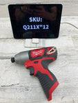 Milwaukee M12 12V 1/4 in. Hex Impact Driver (Tool Only) Q211X"12