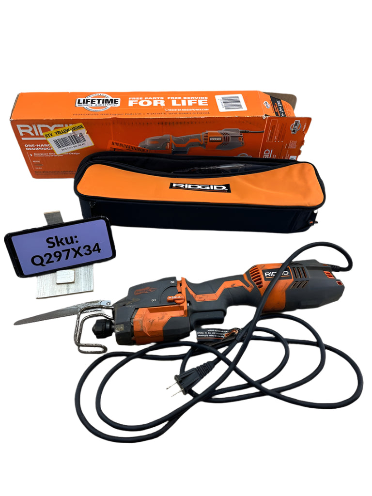 USED Ridgid Thru Cool 6 Amp Corded 1 Handed Orbital Reciprocating Saw Kit Q297X34