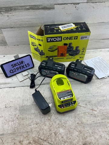 Ryobi 18V 4Ah Battery (2-Pack) & Charger Kit