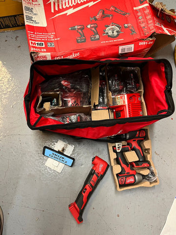Milwaukee M18 18V 6 Tool Kit Multi-Tool Saw Hackzall Drill Impact Driver Two 3Ah Batteries included